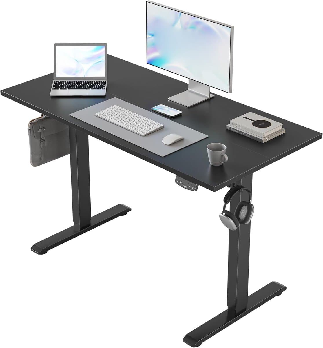 Elektrisch Zit-Sta Bureau - Hoogte Verstelbare Bartafel 100 x 60 cm - Controlepaneel met Geheugenfunctie en Anti-Collisiesysteem - Zwart