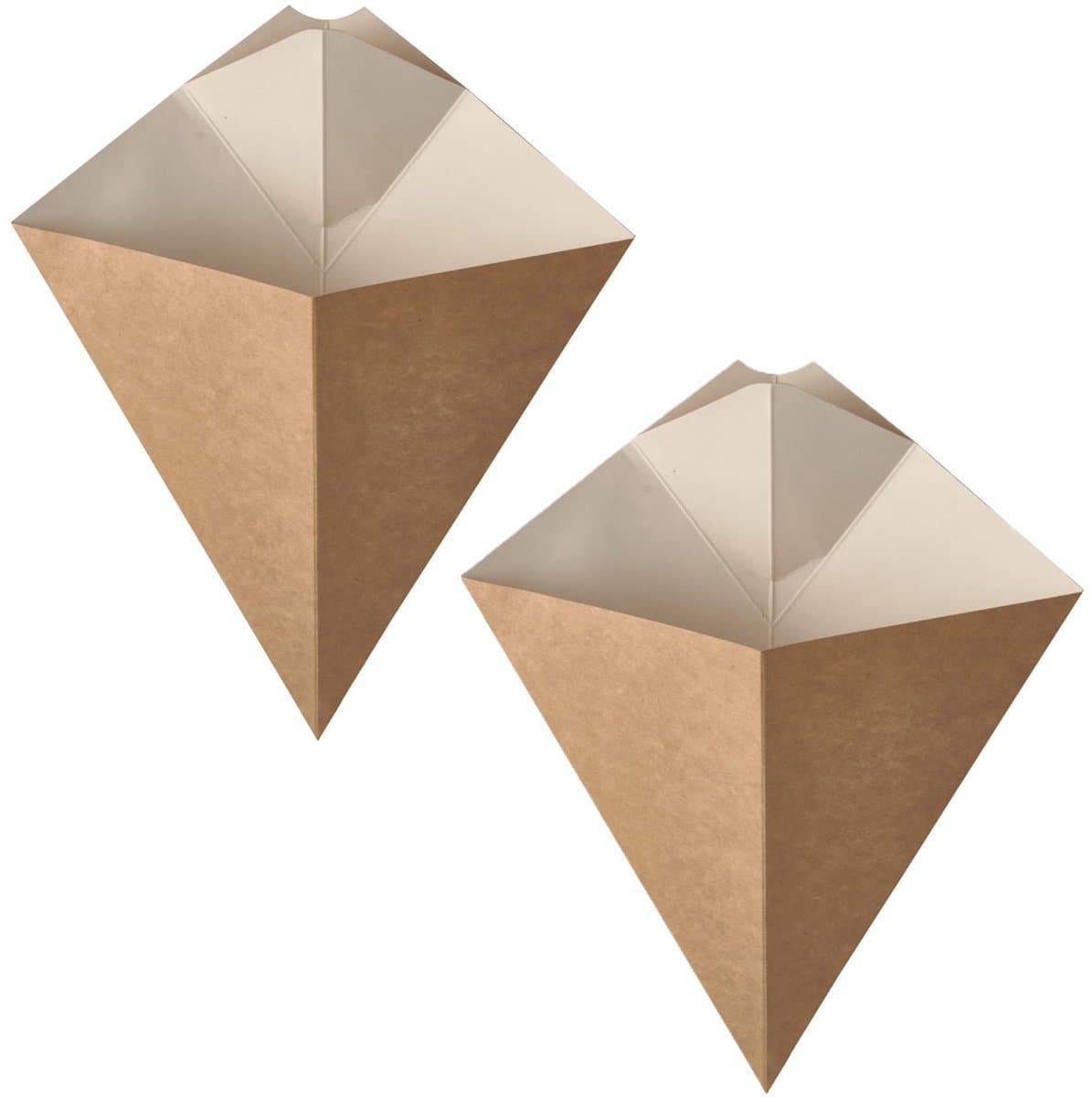 Frietzakken - Patatzakken - Puntzakken - 100x stuks - karton met saushouder - 23 X 19 cm - 150 gram - Snacks serveren