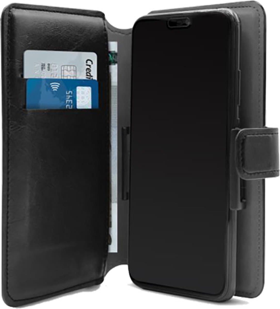 Puro, Universele Smartphone XL “Smart Wallet” hoes met 3 kaartsleuven, Zwart