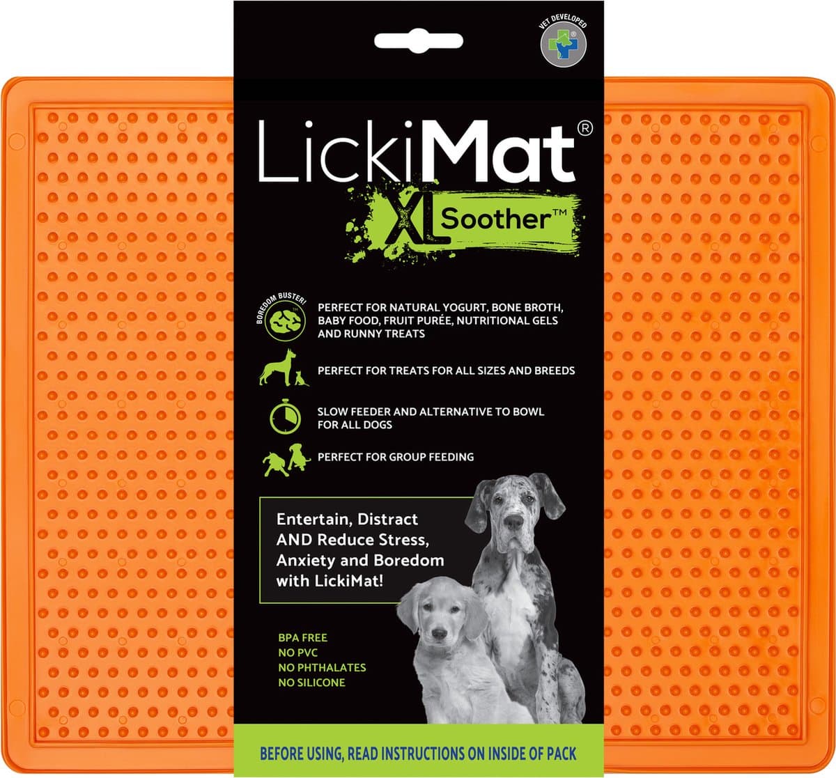 Lickimat Soother Original - Slowfeeder Voermat Oranje - Hondenvoerbak - 30x25 cm