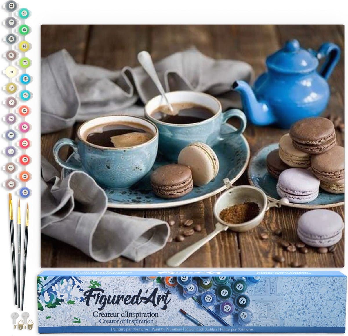 Figured'Art Schilderen op Nummer Volwassenen canvas Warme chocolademelk - Handwerk acrylverf Kit DIY Compleet - 40x50cm zonder frame