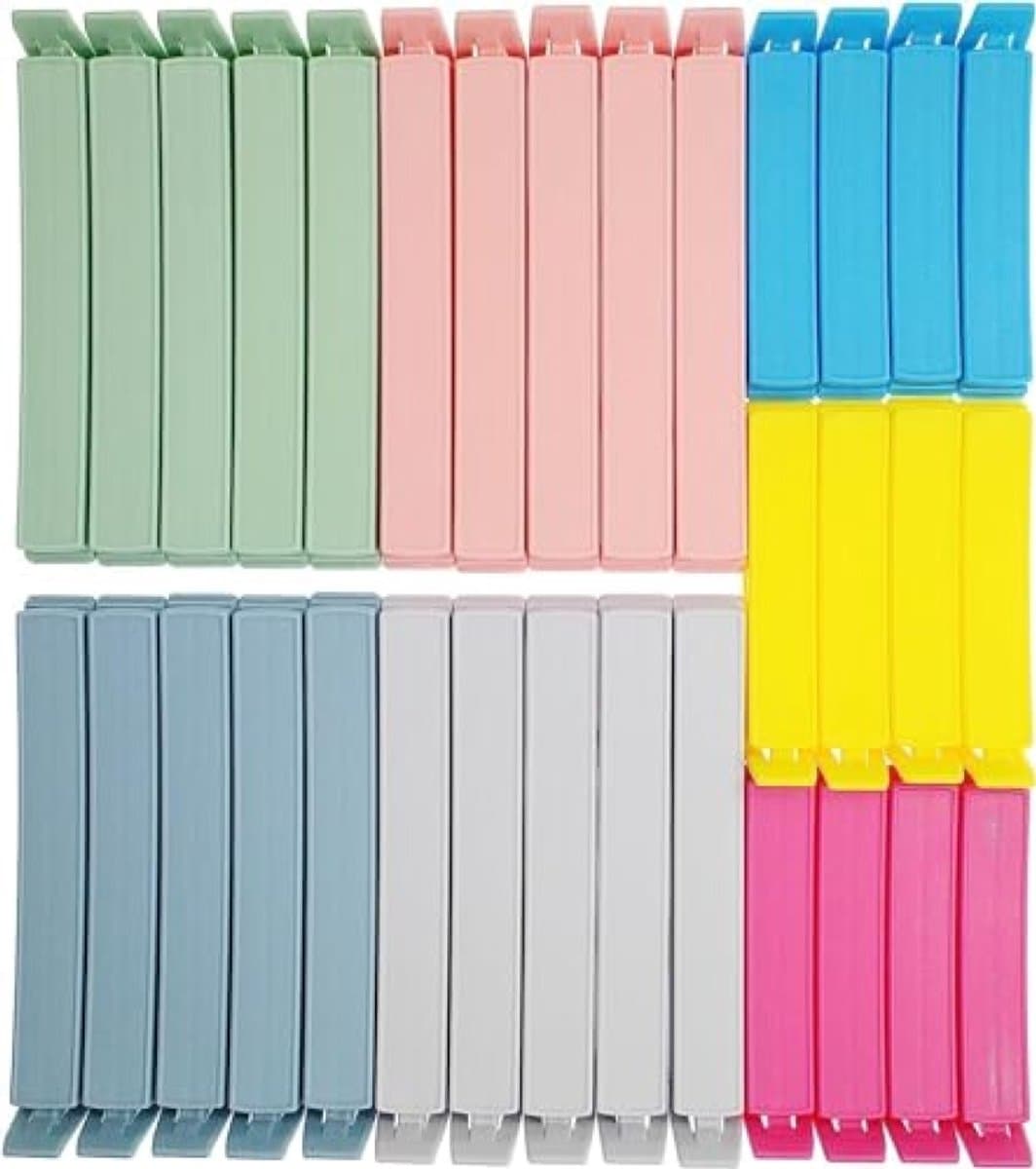 32 stuks zakclips – voedselzakclips & chipszakclips, plastic clips met Curved Design voor keuken & huishouden, voedselopslag & vriezer, 2 maten (11 cm x20 & 7,8 cm x12)