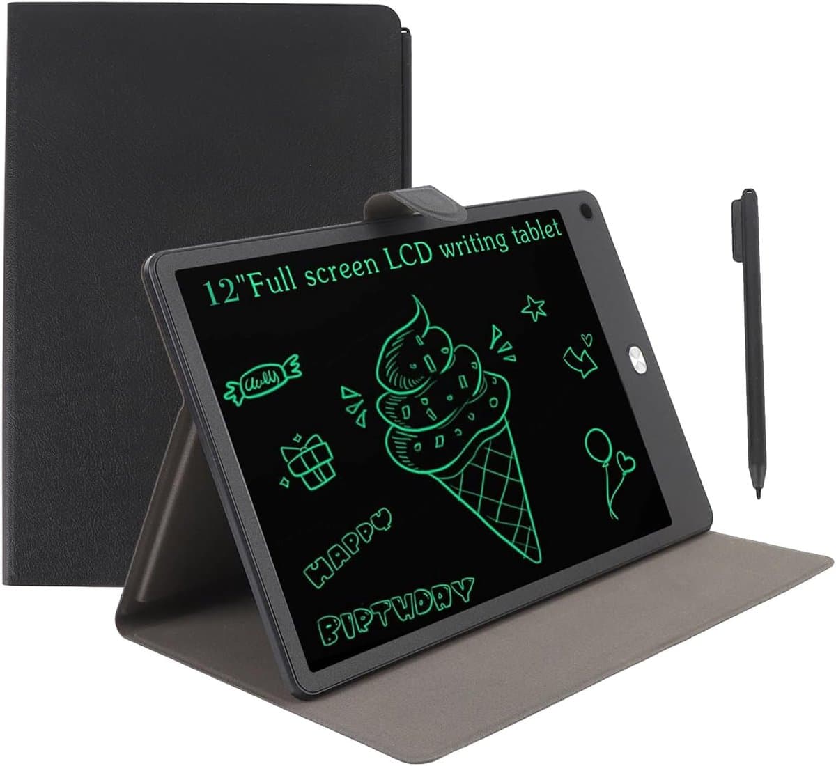 Schrijftablet Volledig Scherm - Digitale Notitieblok - Ideeën Vastleggen - Oogvriendelijk Zonder Straling - 12 Inch - Zwart