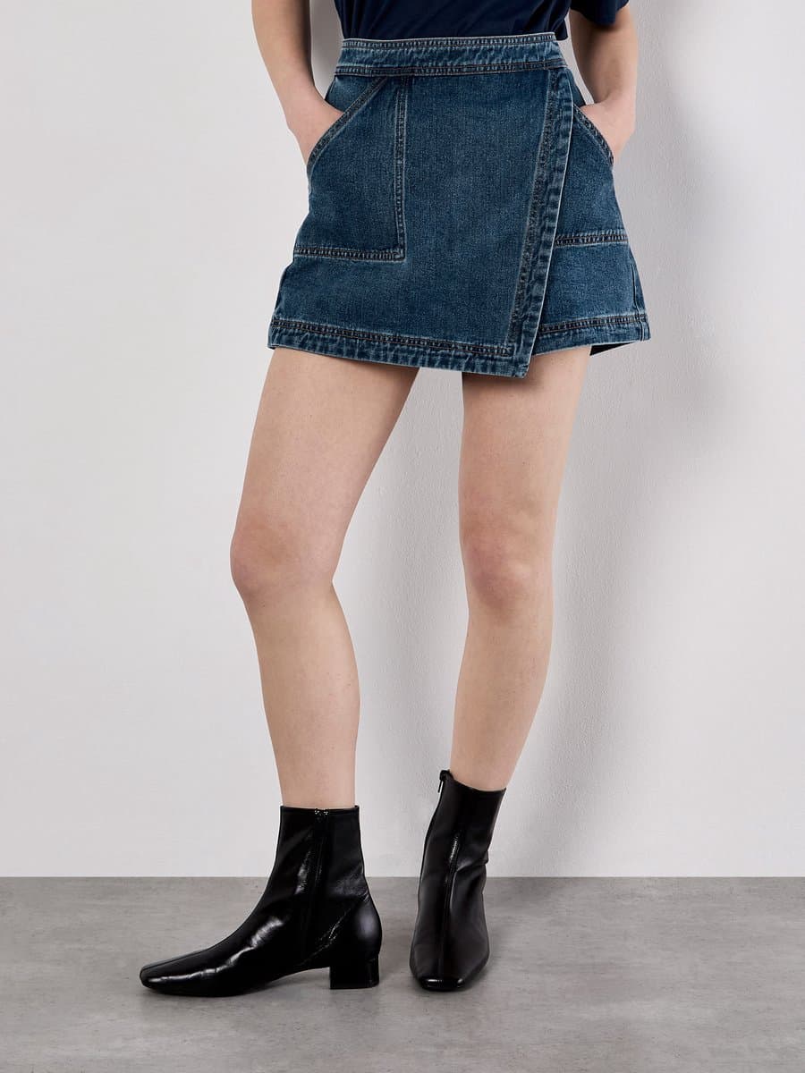 Denim Wrap Mini Skort
