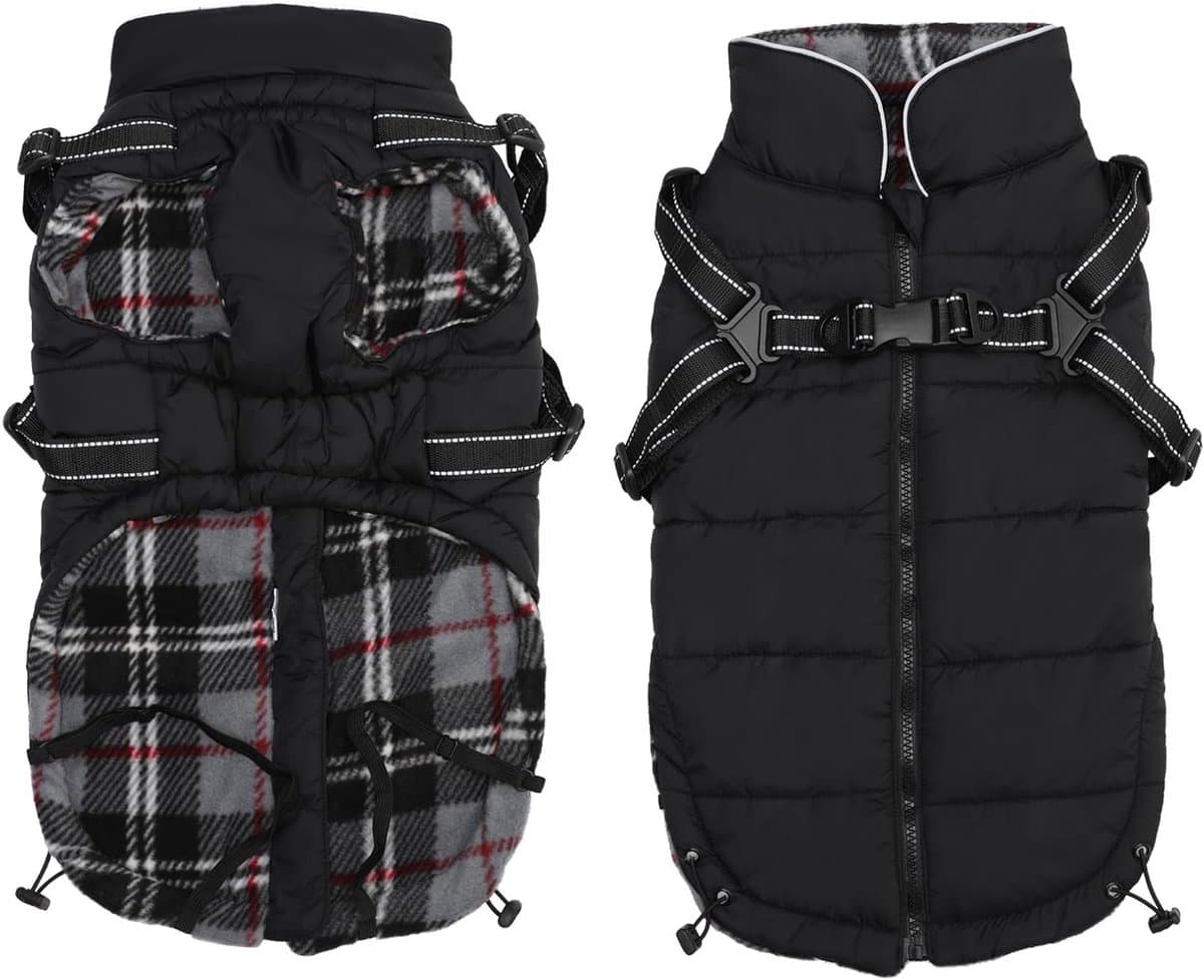 Warm Winter Jacket voor Honden - Waterdichte Winterjas met Harnas en Leash voor Kleine en Middelgrote Honden - Ideaal voor Buitenactiviteiten in de Herfst en Winter