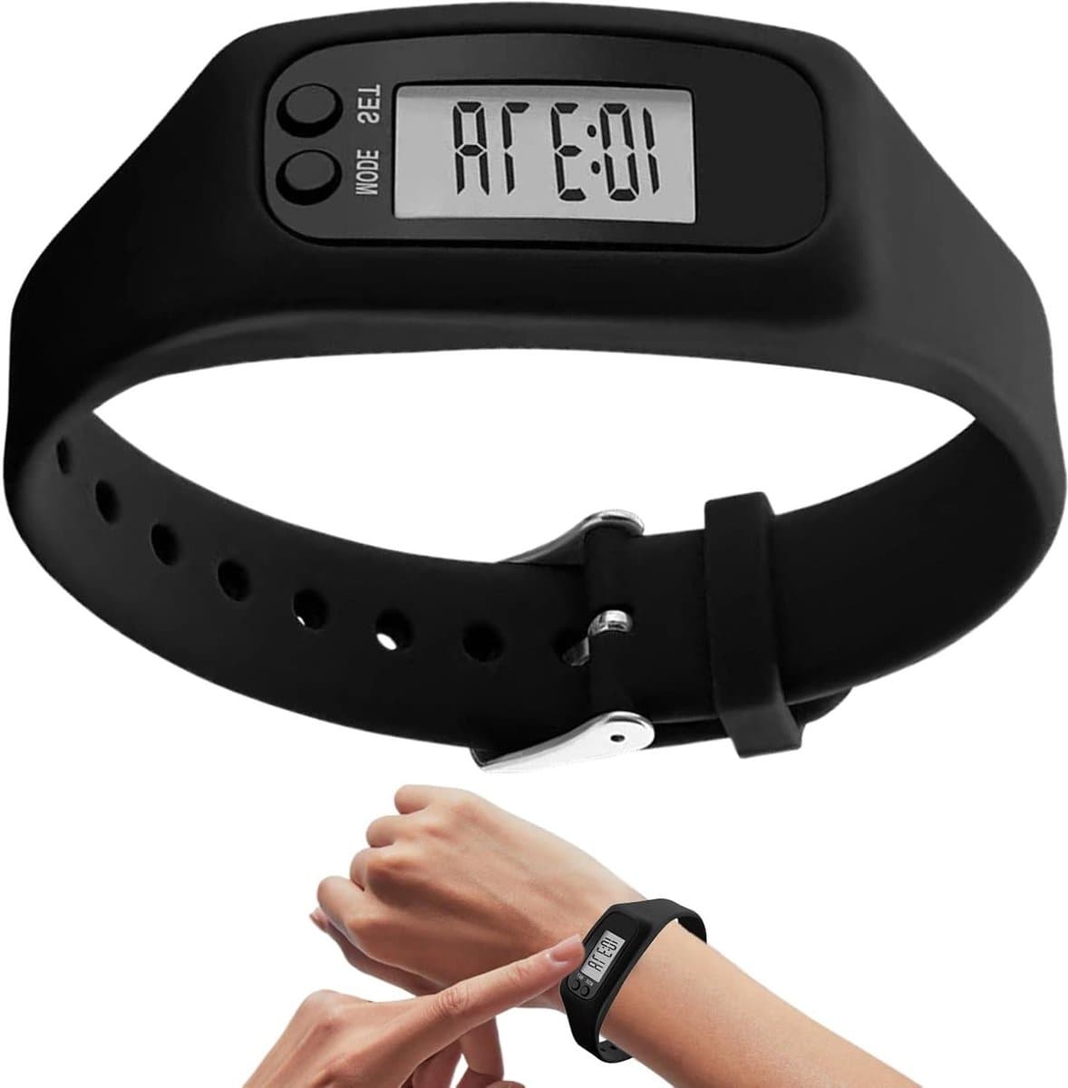 Stappenteller Horloge - Fitness Tracker Polsband - Dagelijkse Activiteit Meten - Geen Telefoon Nodig - 25 cm - Zwart