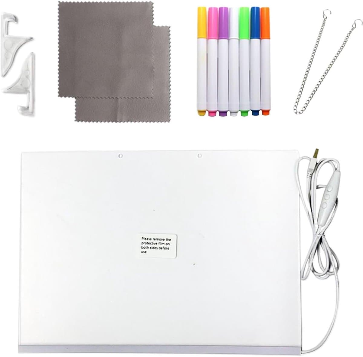Led Tekentablet - Acryl Bord - Notities Schrijven - 7 Kleur Stiften - 35 x 20 cm