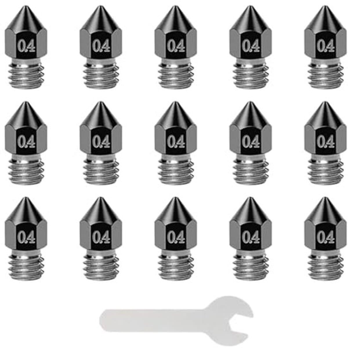 15 stuks MK8 3D Printer Nozzles, Hardened Steel Nozzles + Wrench, voor Creality Ender 3 FDM 3D Printers Extruder Nozzles