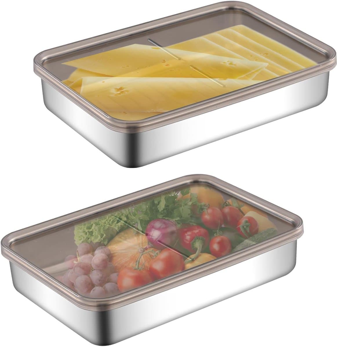 Dailygoody - Roestvrijstalen Voedselcontainers - Stapelbare Opbergdozen - 1100 ml Capaciteit - Ideaal voor Koelkast - Vers en Duurzaam - Geschikt voor...