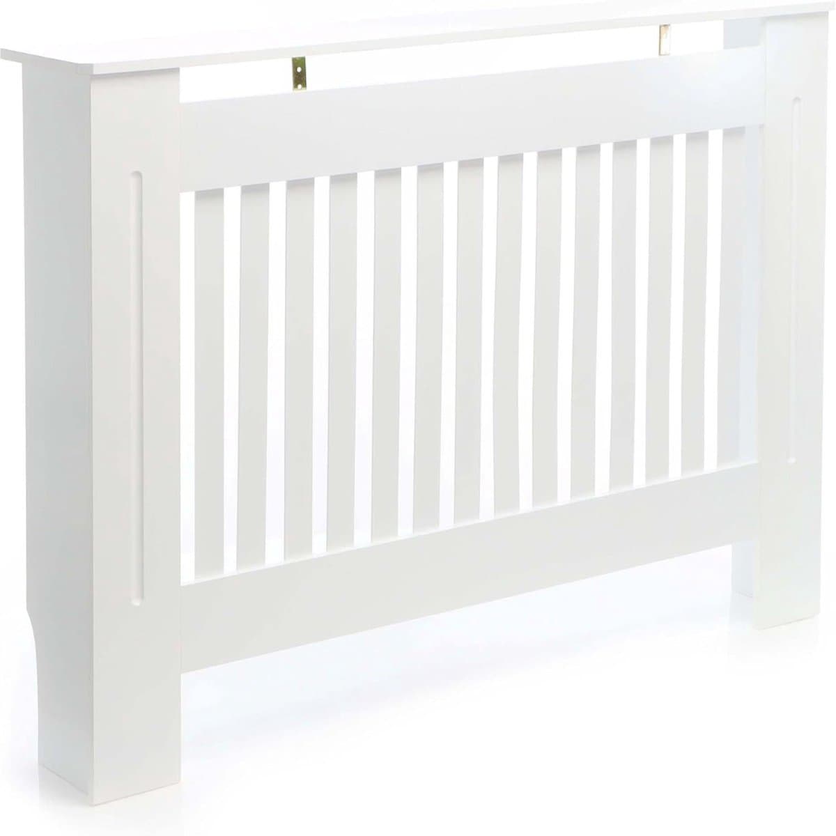 TIM® Radiatorbekleding - Radiatoromkasting - Radiatorombouw - Ombouw Verwarming – Radiatorhoes – Verwarmingshoes – Radiator Afdekking – Wit - 112cm x 19cm x 82cm