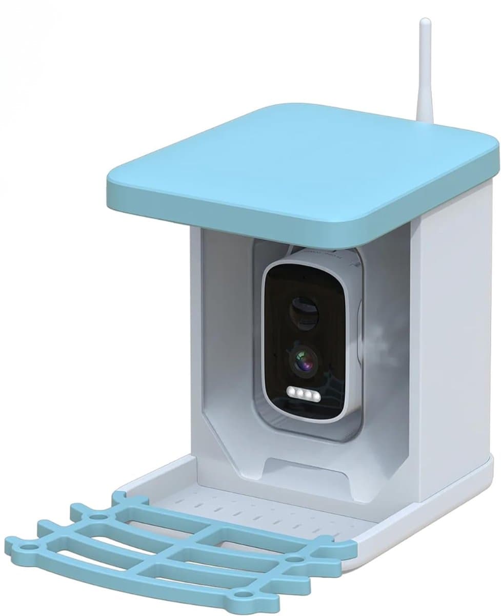AHD® Vogelhuisje - Vogelvoederhuisje - Vogelhuisje Met Camera - Voederhuisje Met Camera - Wit/Blauw - 20cm x 17cm x 20cm