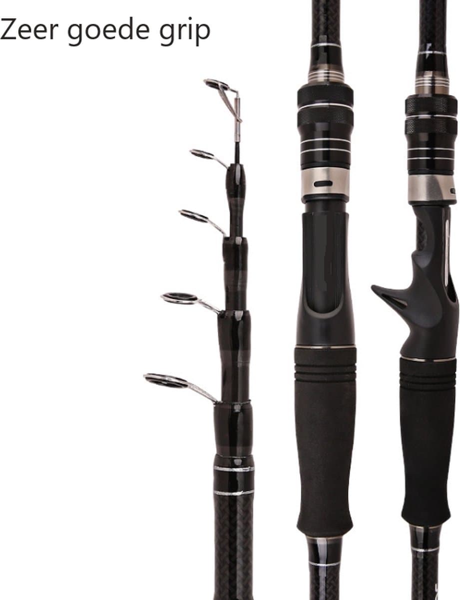 Telescopische luxe vishengel van Improducts - vis hengel is 360 cm (3.60M) lang en van Carbon super licht en zeer sterk en ook geschikt voor KARPER EN ZEEVIS.
