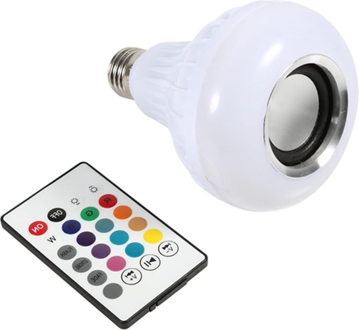 LED Bluetooth-gloeilamp met luidspreker - Draadloze muziekverlichting - E27 12W - 24 toetsen Afstandsbediening - Bardecoratie thuis KTV .