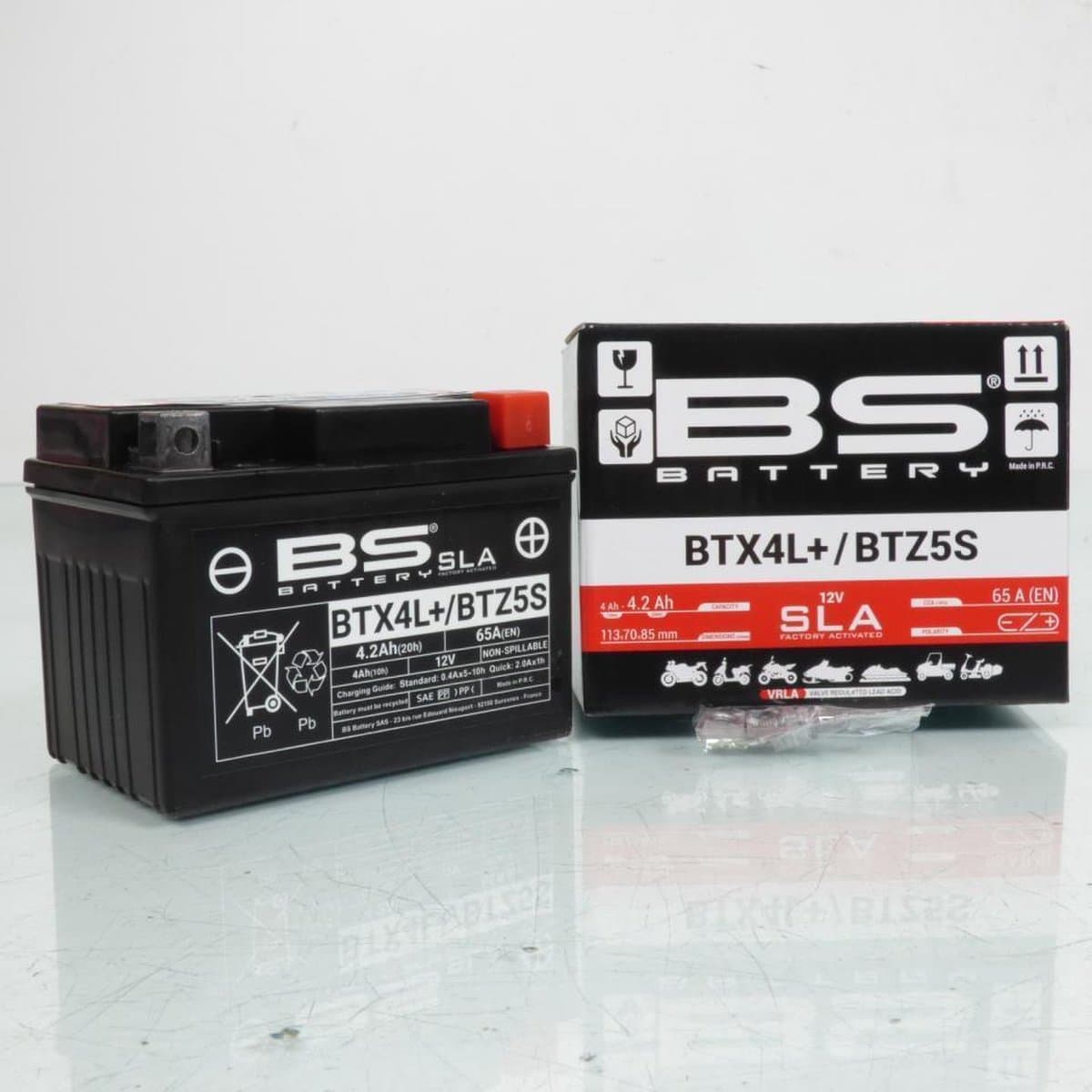 Batterie SLA BS Battery pour Scooter Piaggio 50 NRG 1994 à 2000 YTX4L / YTZ5S / 12V 4.2Ah Neuf