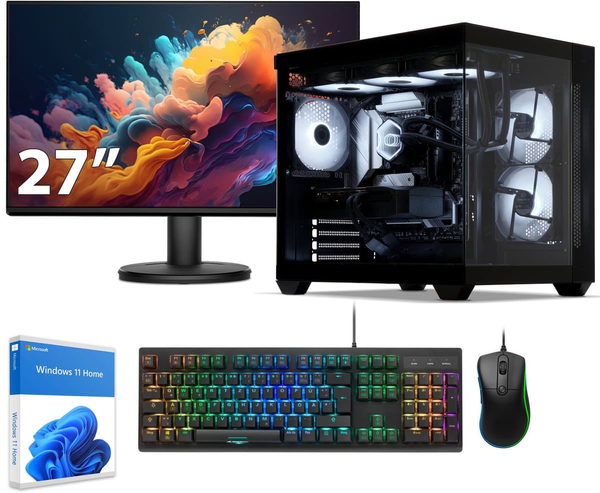 Sedatech Pakket Advanced Gaming PC Waterkoeling Aquarium • Intel Core Ultra 5 245KF • Radeon RX 9070XT • 32Gb DDR5 • 2Tb SSD M.2 • WiFi, USB C • BT • Windows 11 • Desktop computer • Monitor 27''