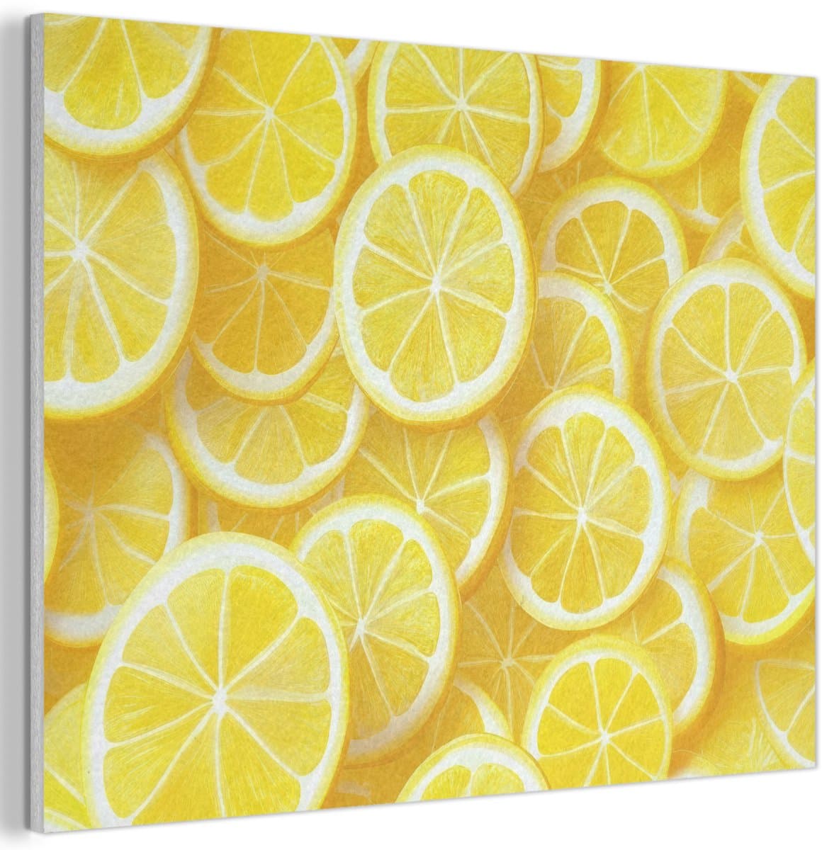 Akoestisch wandpaneel 80x60 cm - Vilt schilderij Citroenen - Geel - Zomers - levendig - Akoestische panelen - Geluidsdempende wanddecoratie - Geluidsisolatie woonkamer - Muurdecoratie geluidspanelen