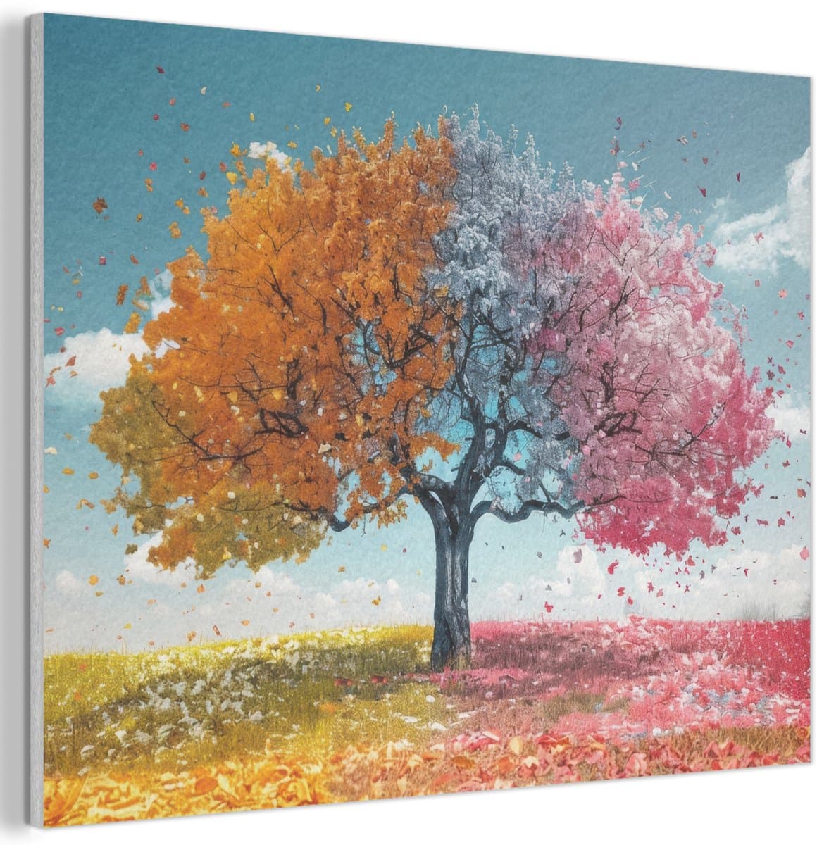 Akoestisch wandpaneel 70x50 cm - Vilt schilderij Boom - Kleurrijk - Natuur - Levensboom - Akoestische panelen - Geluidsdempende wanddecoratie - Geluidsisolatie woonkamer - Muurdecoratie geluidspanelen
