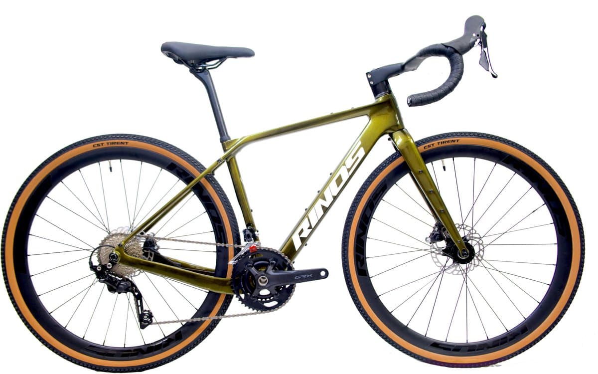 Rinos Sandman 4 - Gravel Fiets - Gravel Bike – carbonframe - GRX400 20 versnellingen - hydraulische schijfremmen - lichtgewicht - allround fiets voor elk terrein - Kameleon - Goud-Groen 56