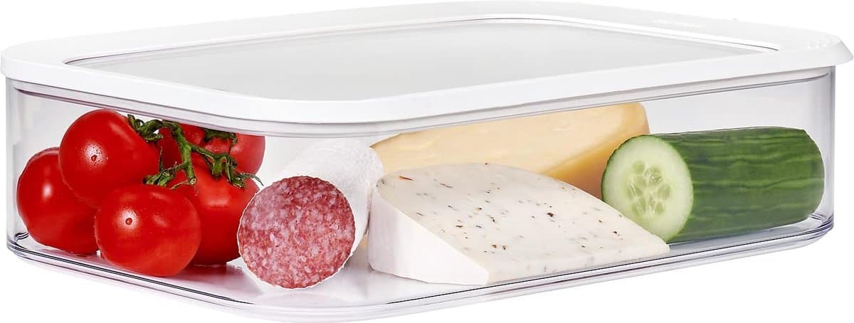 Koelkast opbergdoos Modula XXL - Voedselcontainer met deksel - Keukenorganizer & kunststof opbergdoos - Stapelbare en luchtdichte koelkast - Organizer - 4800 ml - Wit