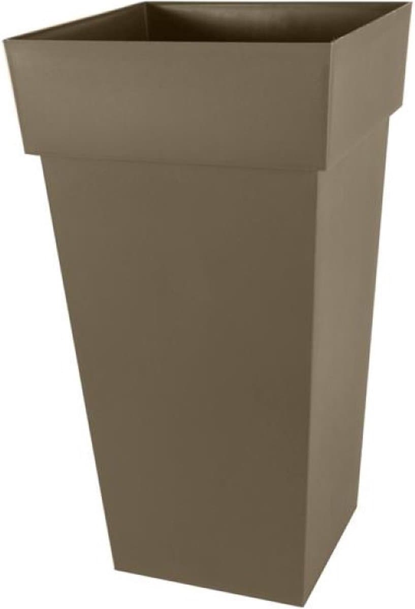 Eda Bloempot Toscane - vierkant - kunststof - taupe - L43 x B43 x H80 cm - 98 liter