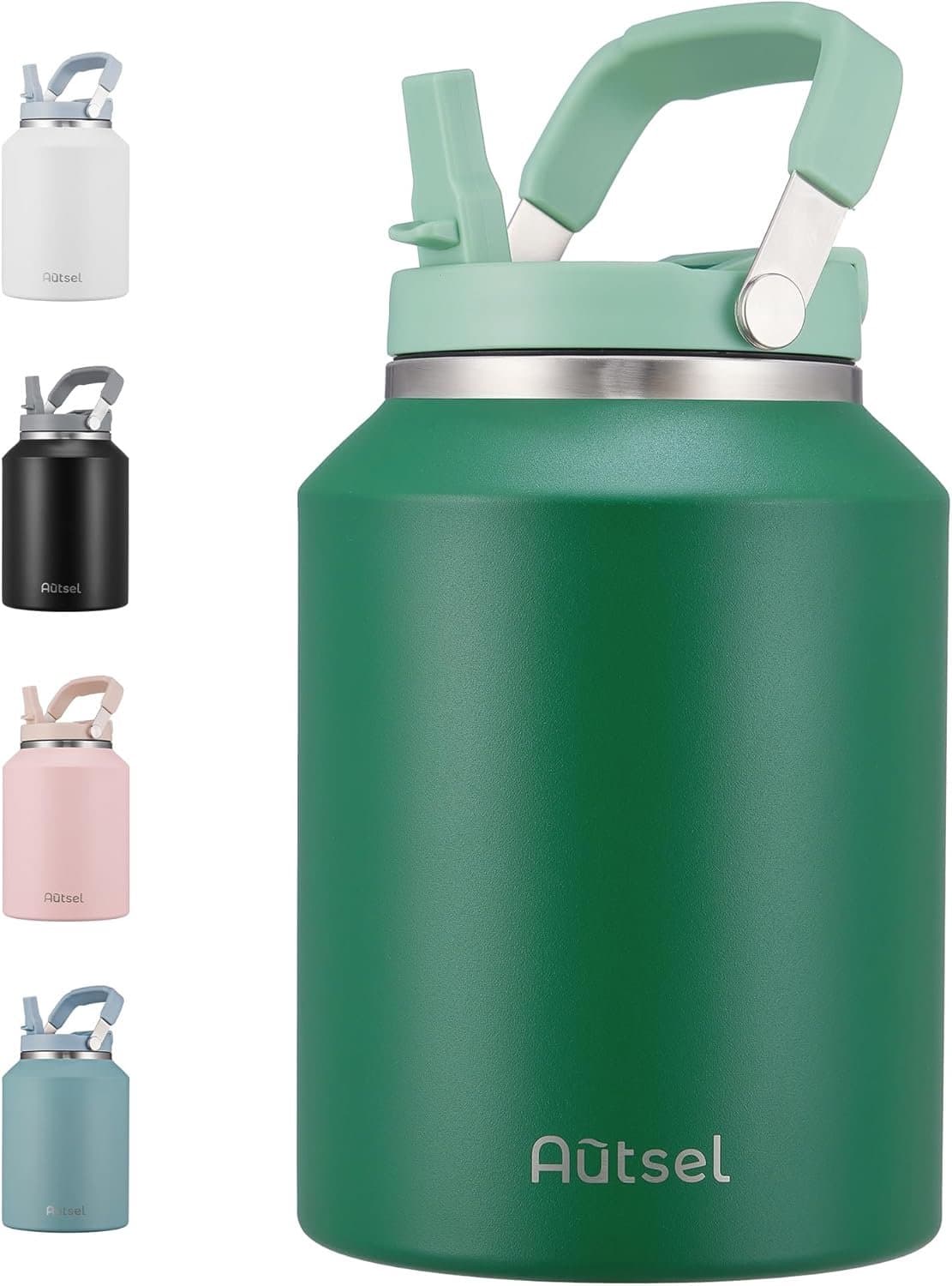 SnelShoppen - 2 l Roestvrijstalen Waterfles met Handvat - Lekvrije Drinkfles, Geïsoleerde Sportfles, Houdt Dranken Warm en Koud, Ideaal voor Camping e