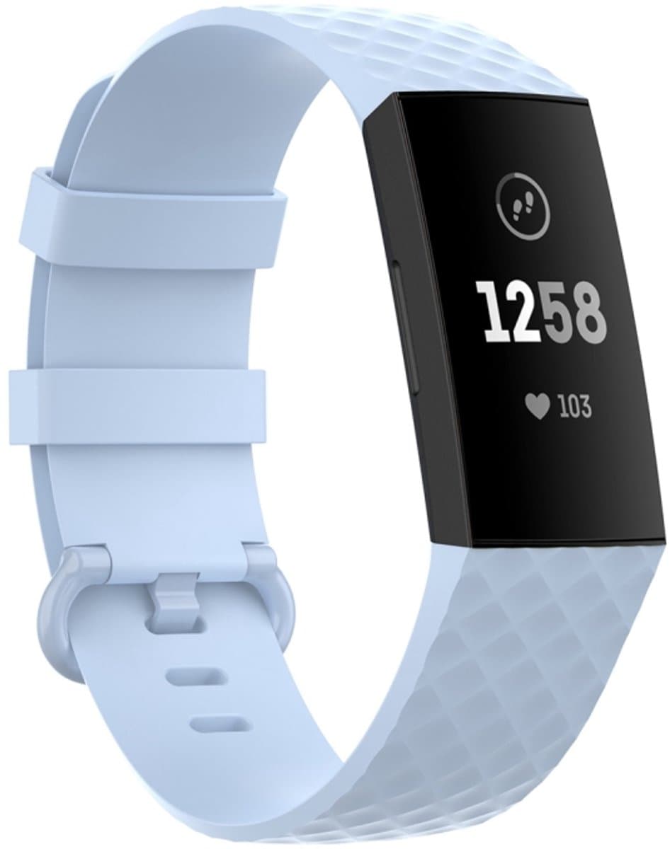 18mm zilverkleurige gesp TPU polsband horlogeband voor Fitbit Charge 4 / Charge 3 / Charge 3 SE (lichtblauw)