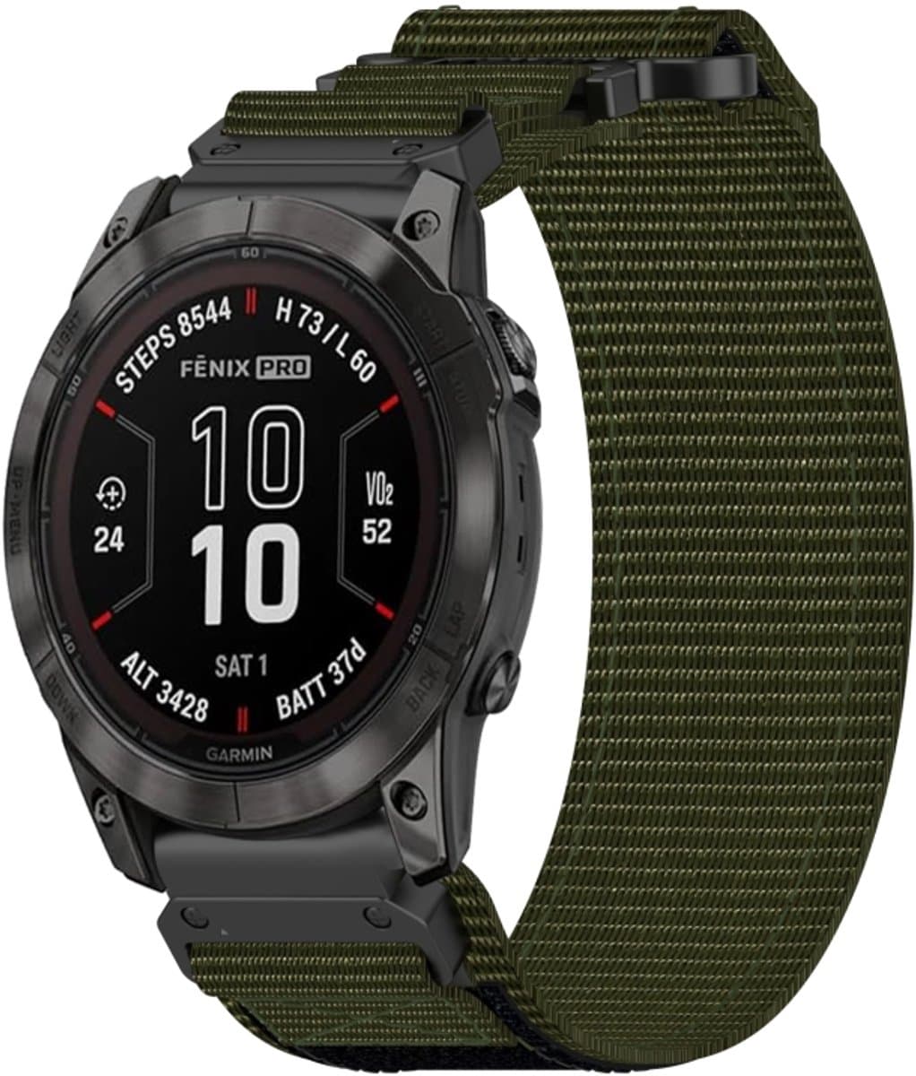 Voor Garmin Fenix 7X 26 mm nylon klittenbandsluiting horlogeband (legergroen)