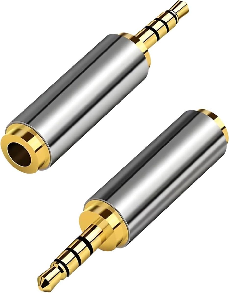 3.5mm Male naar 2.5mm Female Audio Adapter voor Hoofdtelefoons, Stereo/Mono Conversie, Geschikt voor Smartphones, Tablets en Speakers, Set van 2 Stuks