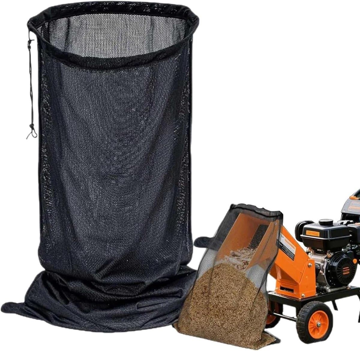 Opvangzak Houtversnipperaar - Mulcher Zak - Tuinonderhoud - Ademend Mesh Materiaal - 123x60cm - Zwart
