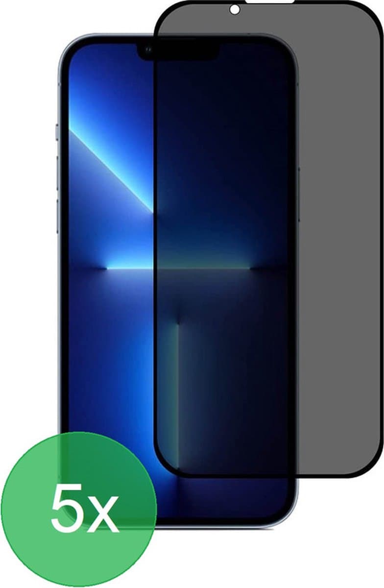 5x Screen protector Geschikt voor: iPhone 13 Pro Max Privacy Full Screenprotector - volledige glas - bescherming - beschermglas - Anti Spy - ZT Accessoires