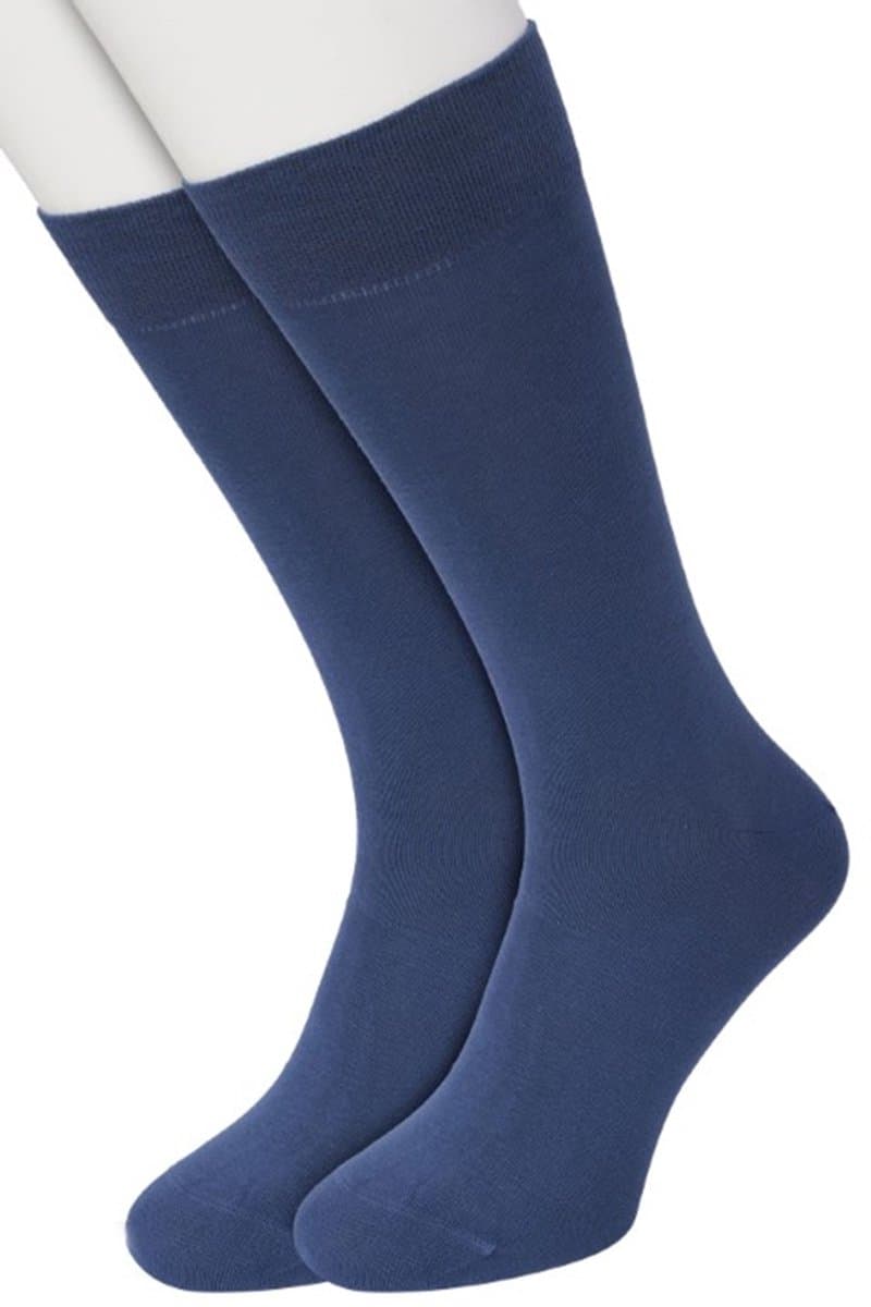 Bonnie Doon Basic Sokken Heren Jeans Blauw maat 47/52 - 2 paar - Basis Katoenen Sok - Gladde Naden - Brede Boord - Uitstekend Draagcomfort - Perfecte Pasvorm - 2-pack - Multipack - Effen - Denim - Jeans - OL6324012.109