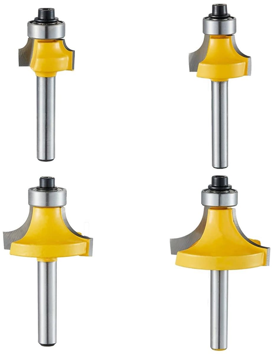 Houtfrees Set voor Randen Afronden Router Bits met 1/4 Inch Schacht (4 Delig)