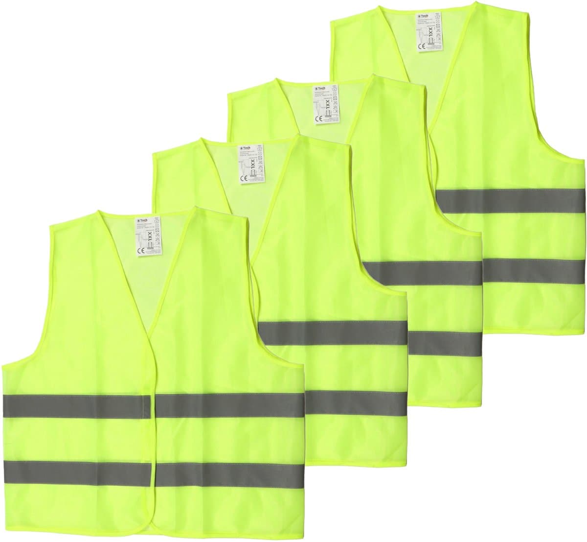 B-Tech Veiligheidshesje - 4x - Geel - one size - met Reflectie - Veiligheidsvest - Reflectievest - Veiligheids