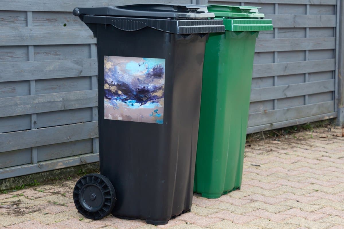 Container sticker Blauw - Grijs - Kunst - Abstract - Verf - 40x40 cm - Kliko sticker