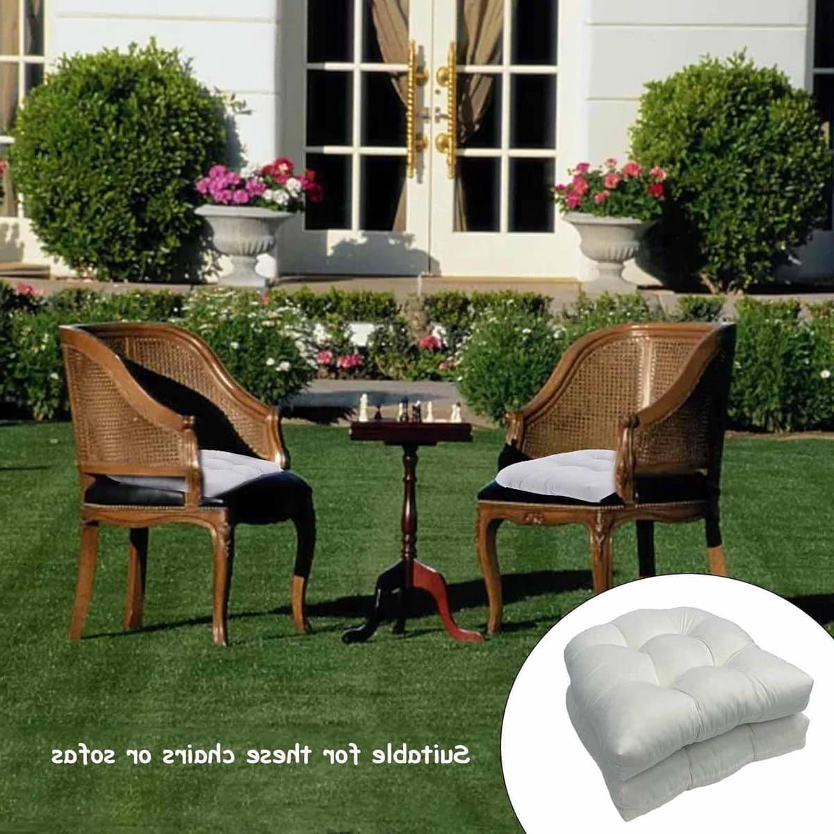 Tuinkussens Set - Stoelkussens Lage Rug - Comfortabel Zitten - Waterbestendige Stof - 48 x 48 cm - Beige