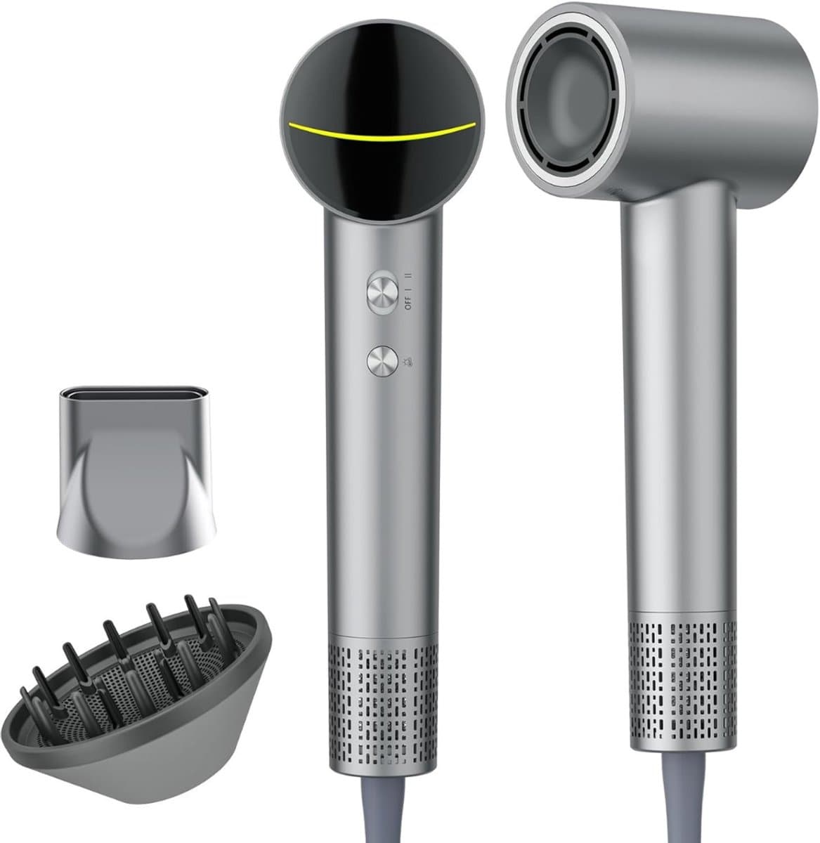 YOR® Fohn met Diffuser Krullen - Fohn met Diffuser - Fohn - Grijs - 9cm x 10cm x 25cm