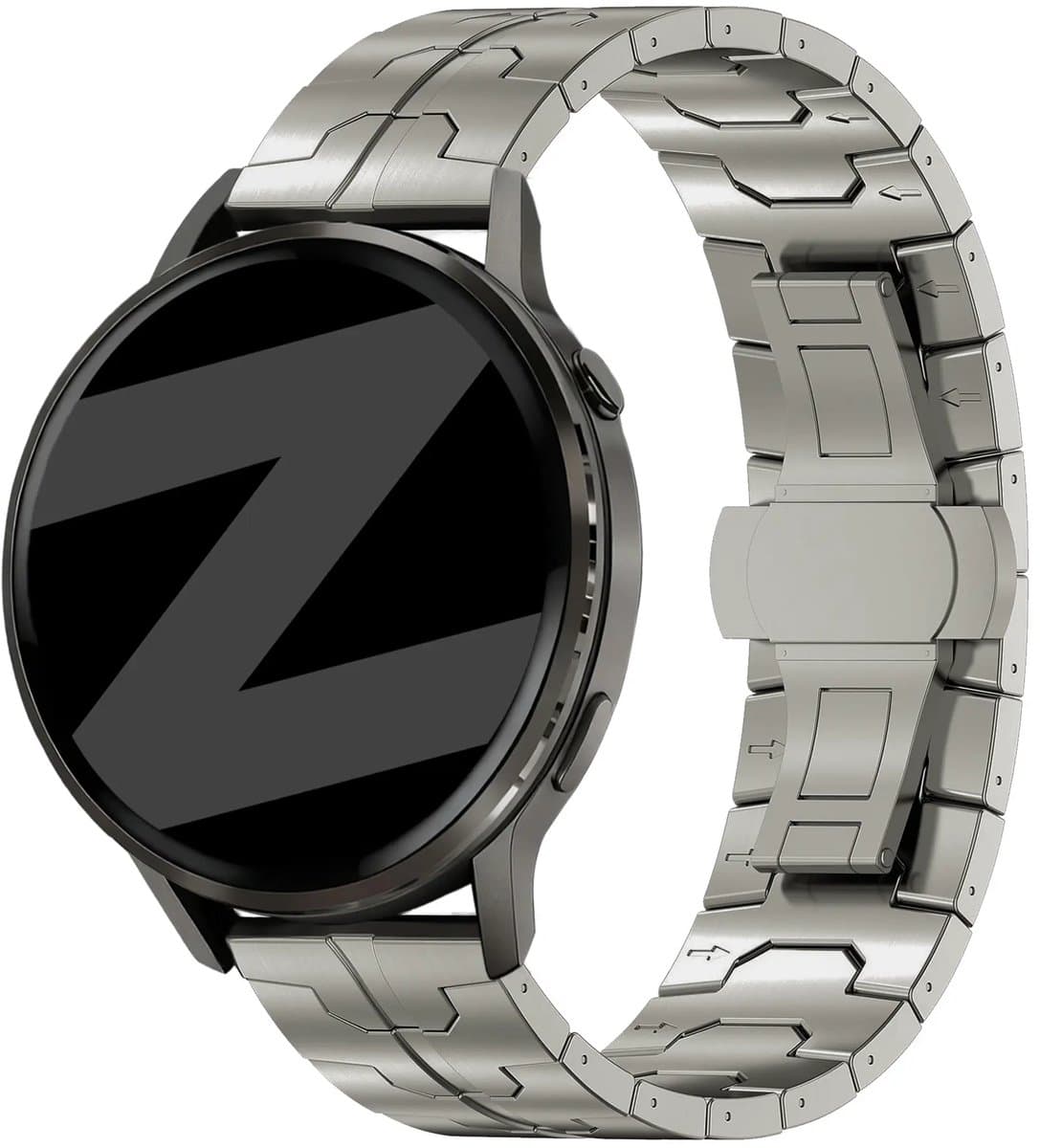 Bandz Stalen 'Iron' band geschikt voor Garmin Vivoactive 4 / Garmin Venu 4 - 45mm / Garmin Venu 3 / Garmin Venu 2 / Garmin Forerunner 570 - 47mm / Garmin Forerunner 265 / Garmin Forerunner 255 - Titanium