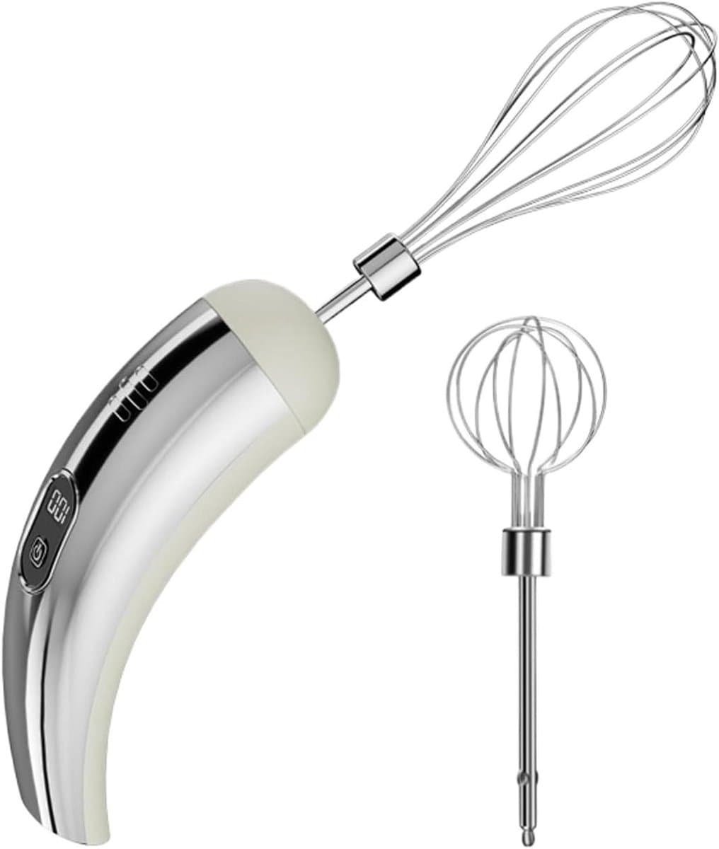 Draadloze Handmixer - Elektrische Garde Keuken - Bakken en Mixen - 5 Snelheden Instelbaar - 18 cm - Zilver Wit