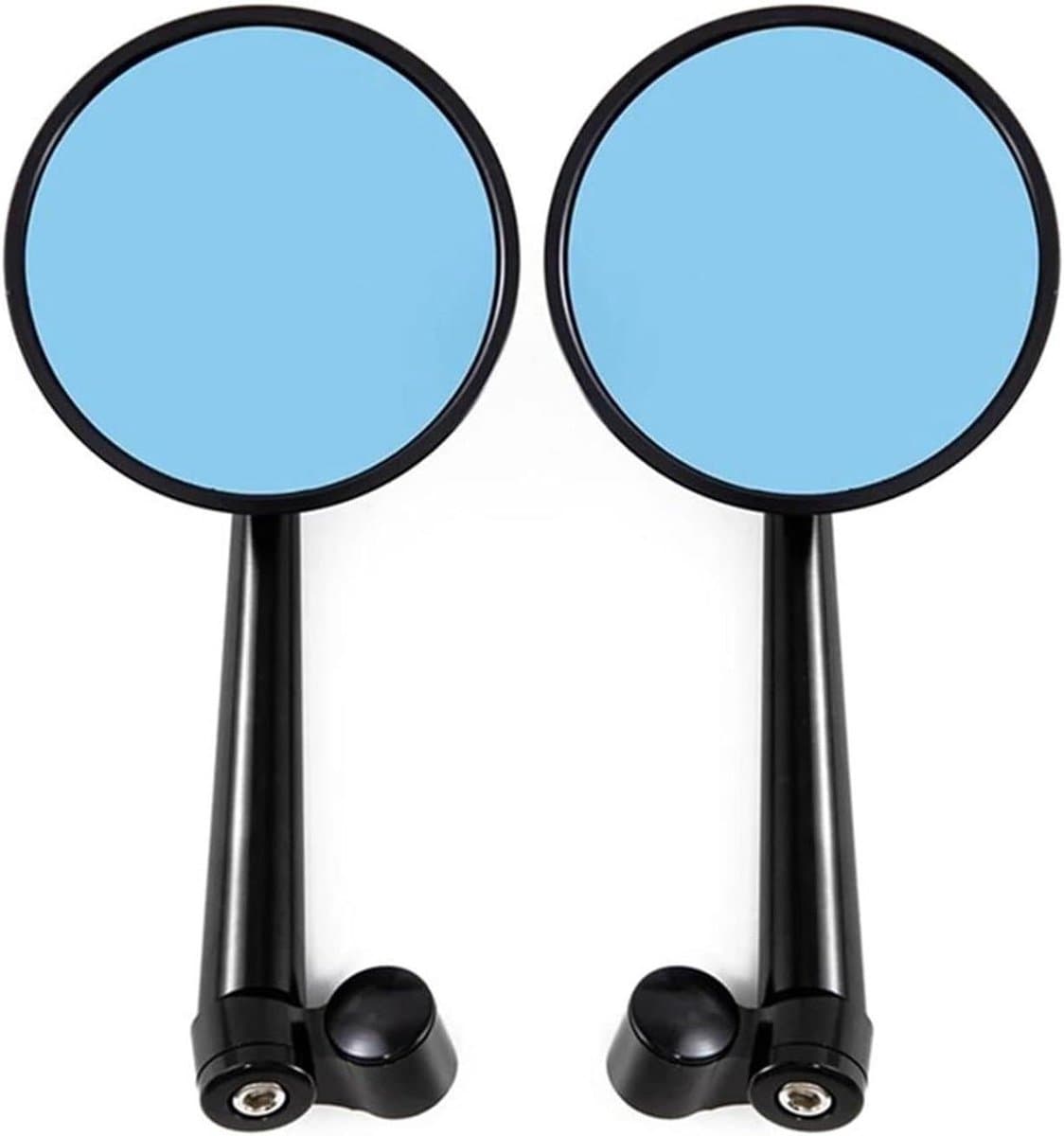 Motorfiets Spiegels - Zijspiegels Ronde Spiegels - Veilig Rijden Verbeteren - Blauwe Anti-reflectie Lens - Universeel 8/10mm - Zwart