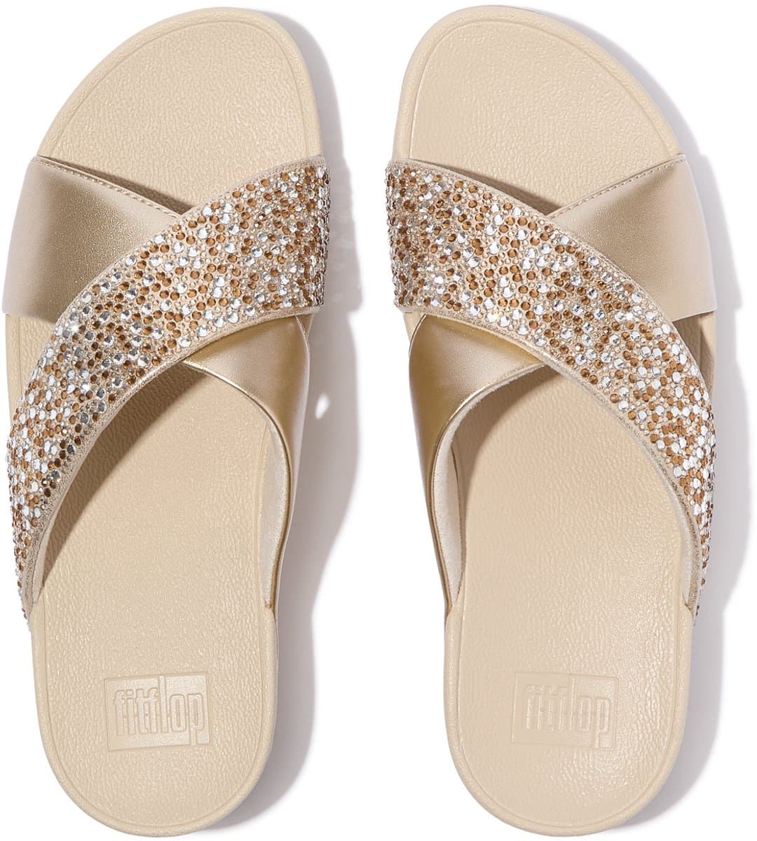 FitFlop FitFlop Lulu Crystal-Mix Metallic Cross Slides BRUIN - Maat 43