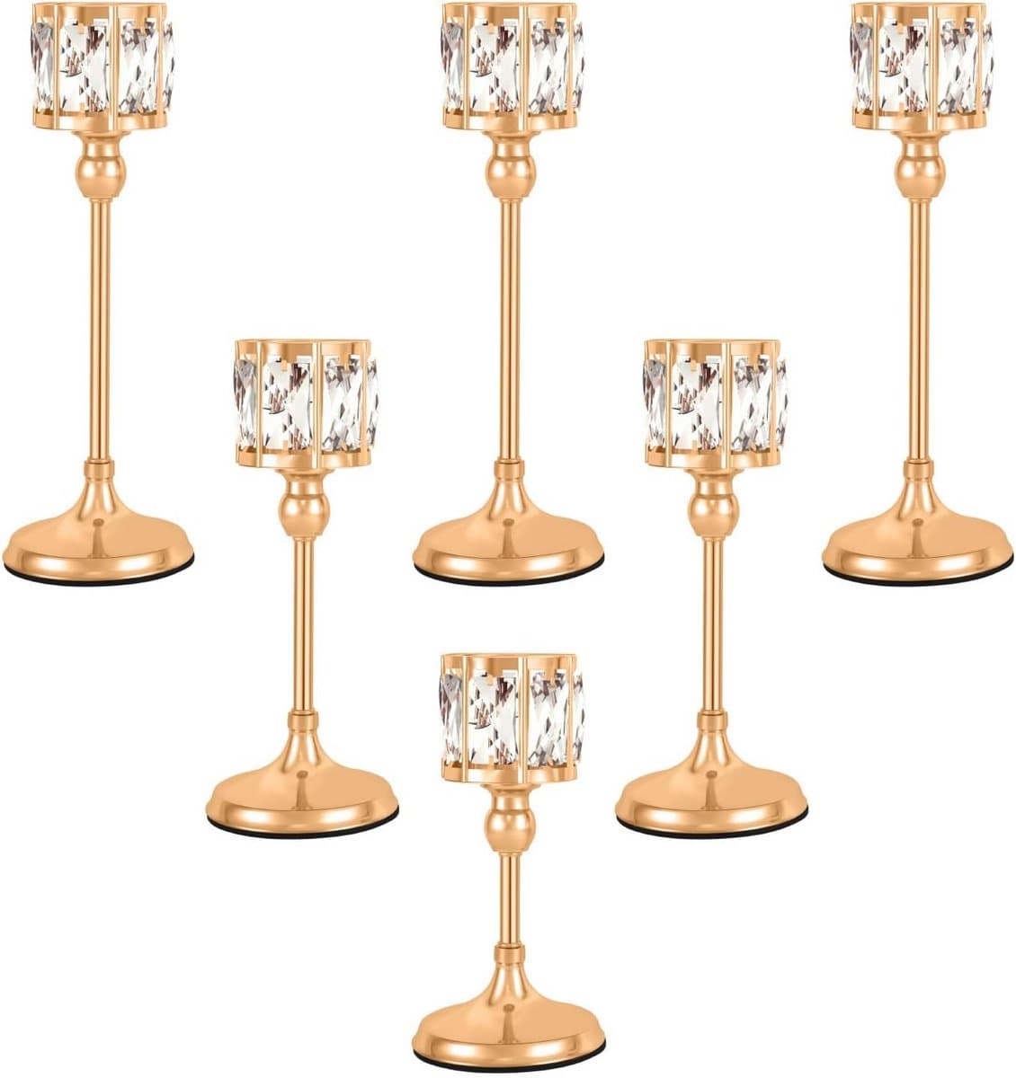 Theelichtkandelaars Cup Crystal Set - Goud 2 Sets (6 Stuks)