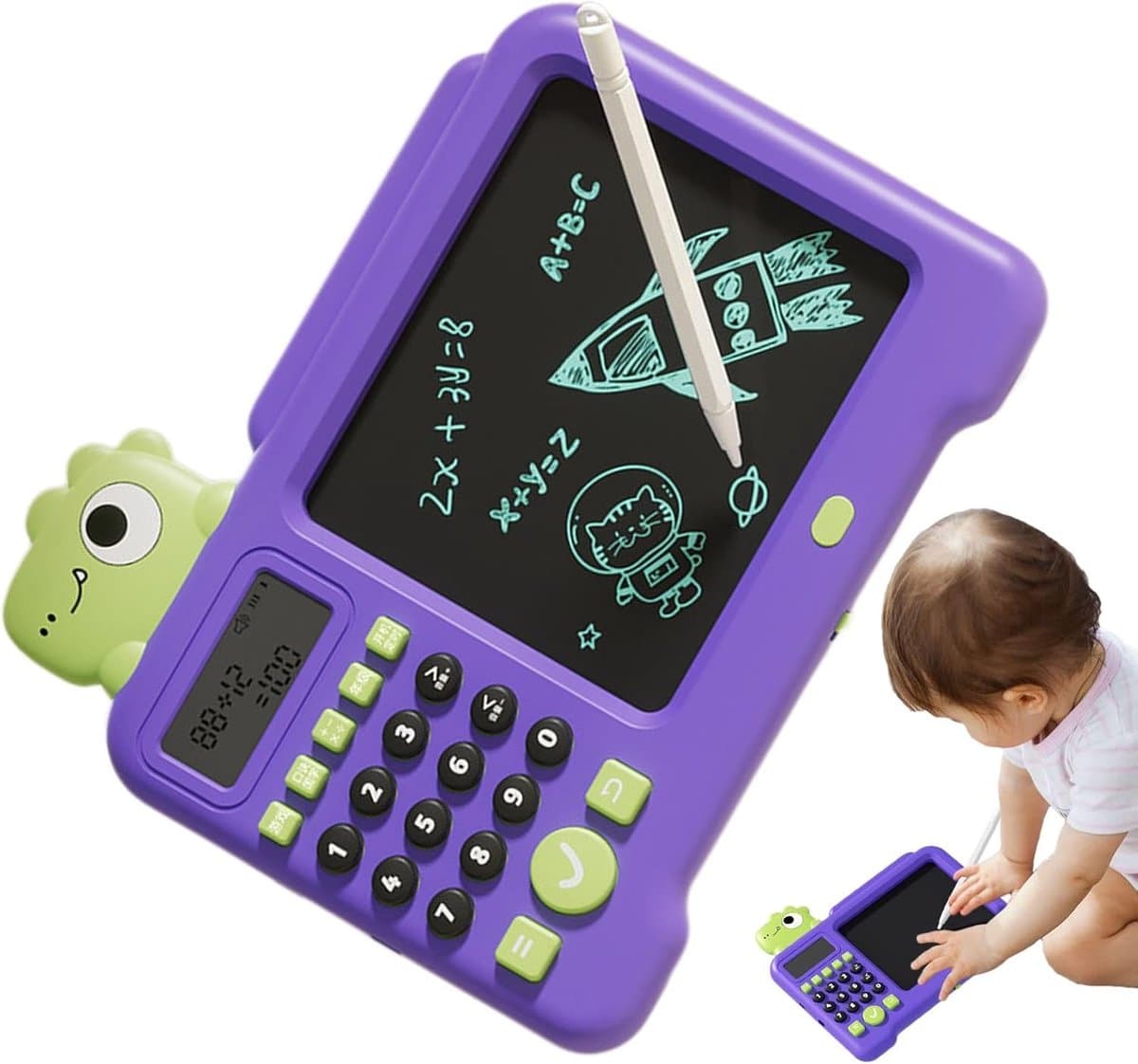 Elektronisch Tekentablet - Kindertablet Schrijven - Creatief Leren - Kleurrijk Uitwisbaar - 19cm Breed - Purper