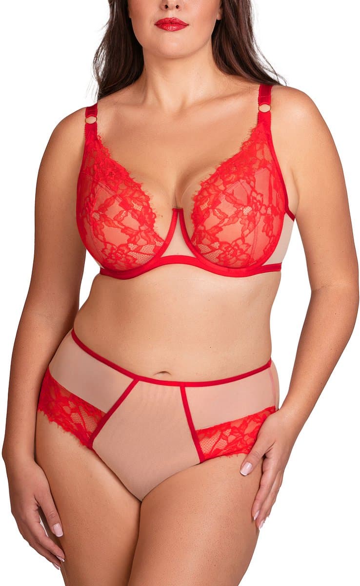 Vivisence Elegante Zachte Beha Met Kant Voor Vrouwen Beugelbeha Met Liftend Effect Verstelbare Bandjes En Goudkleurige Details Vrouwelijke Lingerie Voor Comfort En Ondersteuning, Rood,105B