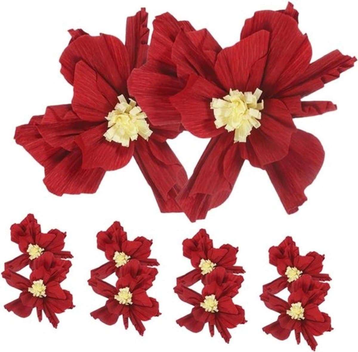 Papieren bloemen - Crêpedecoratie - Feestelijke aankleding - Herbruikbaar materiaal - 10 stuks - Rood