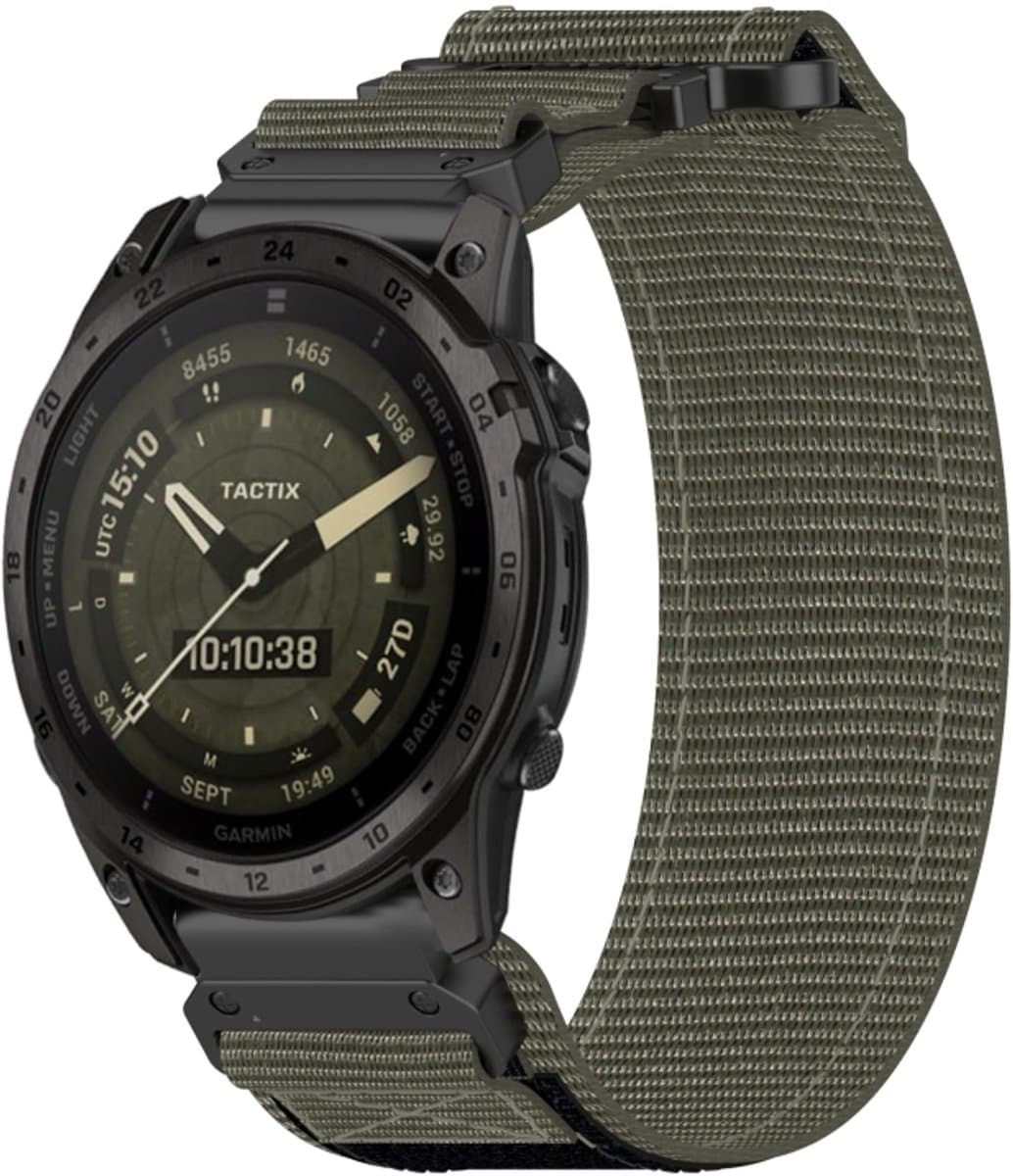 Voor Garmin Tactix 7 AMOLED 26 mm nylon klittenbandsluiting horlogeband (grijs)