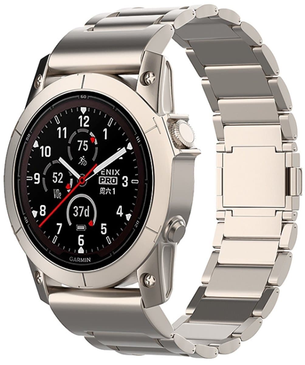Voor Garmin Tactix 7 Pro / Fenix ​​7X 26mm Magnetische gesp met drie kralen Metalen snelsluiting horlogeband (Titanium)