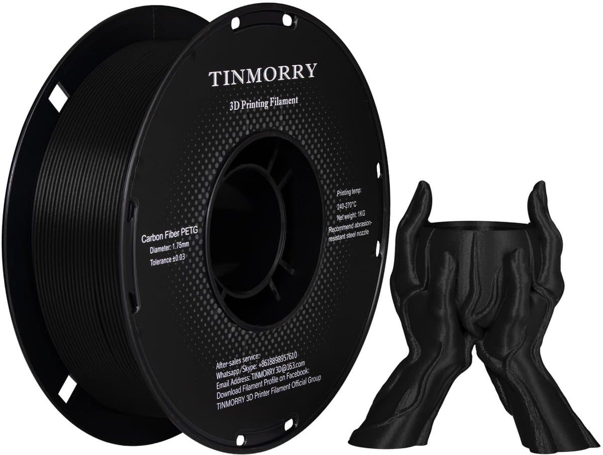 Dailygoods- PETG Filament 1.75mm - Carbon Fiber - 1 KG - Schokbestendig - Hoge drukbestendigheid - Voor 3D-printer - 3D-printfilament