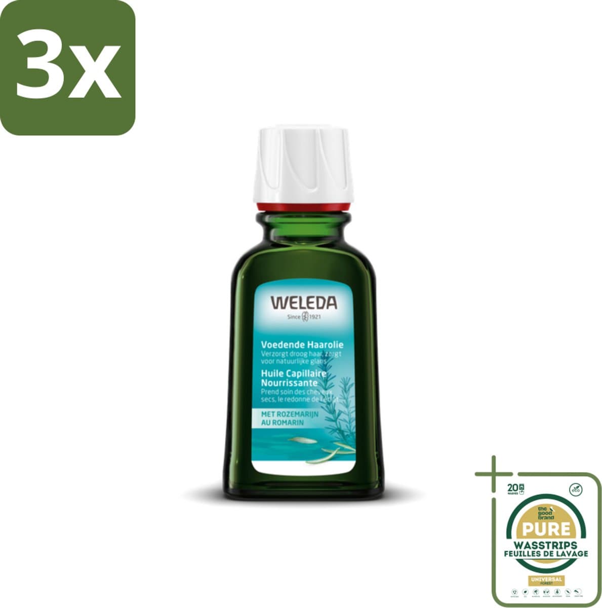 3 x WELEDA - Haarolie Voedend - Rozemarijn - 50 ml - Grootverpakking - Haarolie - Voedende Haarolie - Rozemarijnhaarolie - Natuurlijke Haarolie - Gezonde Haarpunten