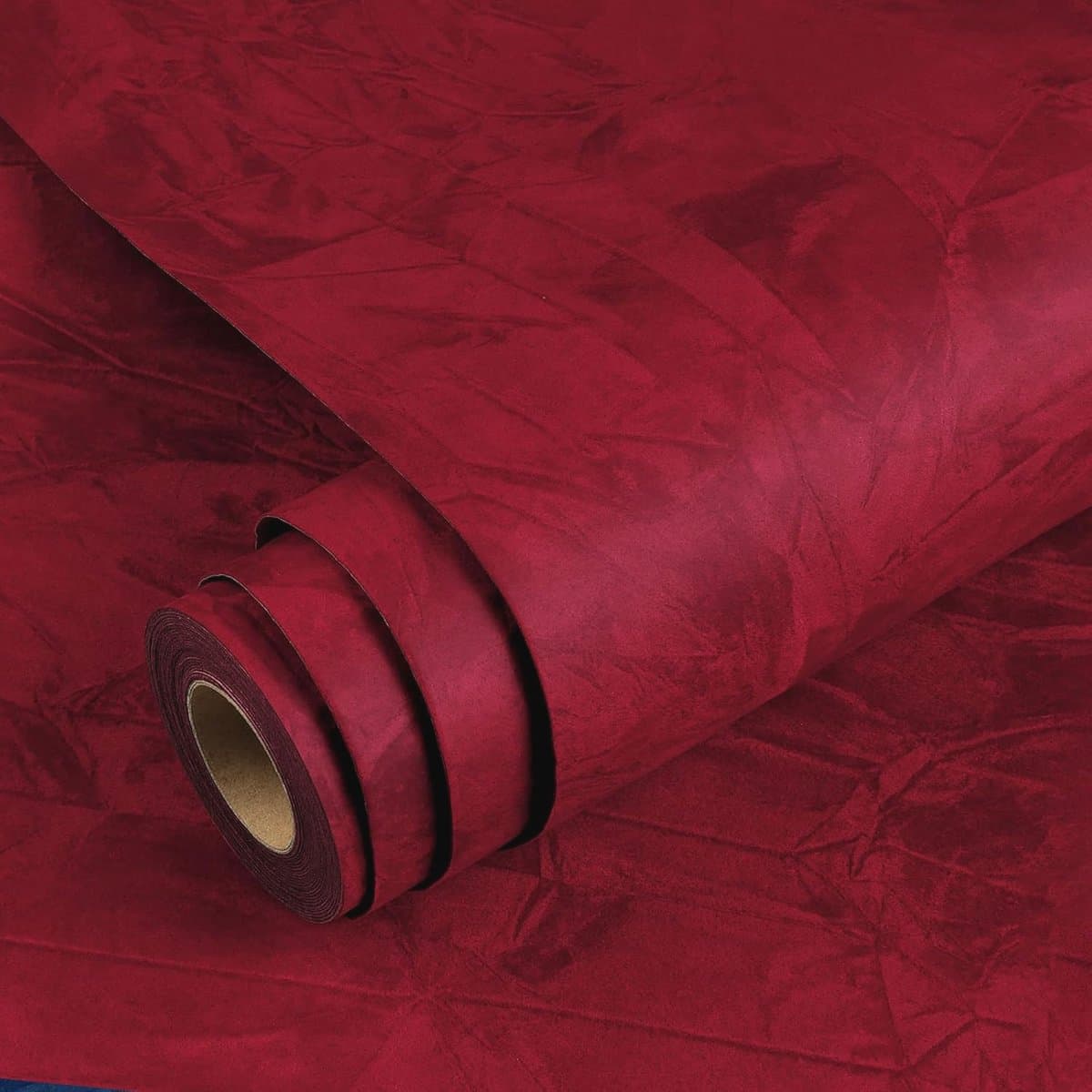 Zelfklevende Fluwelen Behangrol - Rood - 40 x 500 cm - Decoratieve Viltfolie voor Meubels en Muren