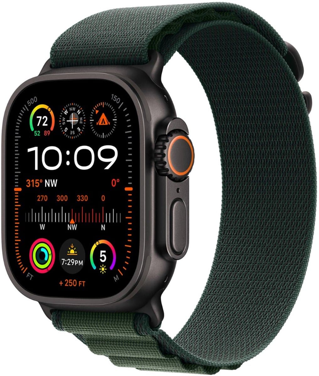 Apple Watch 49mm Alpine Loop - M - Black Titanium Finish - Dark Green